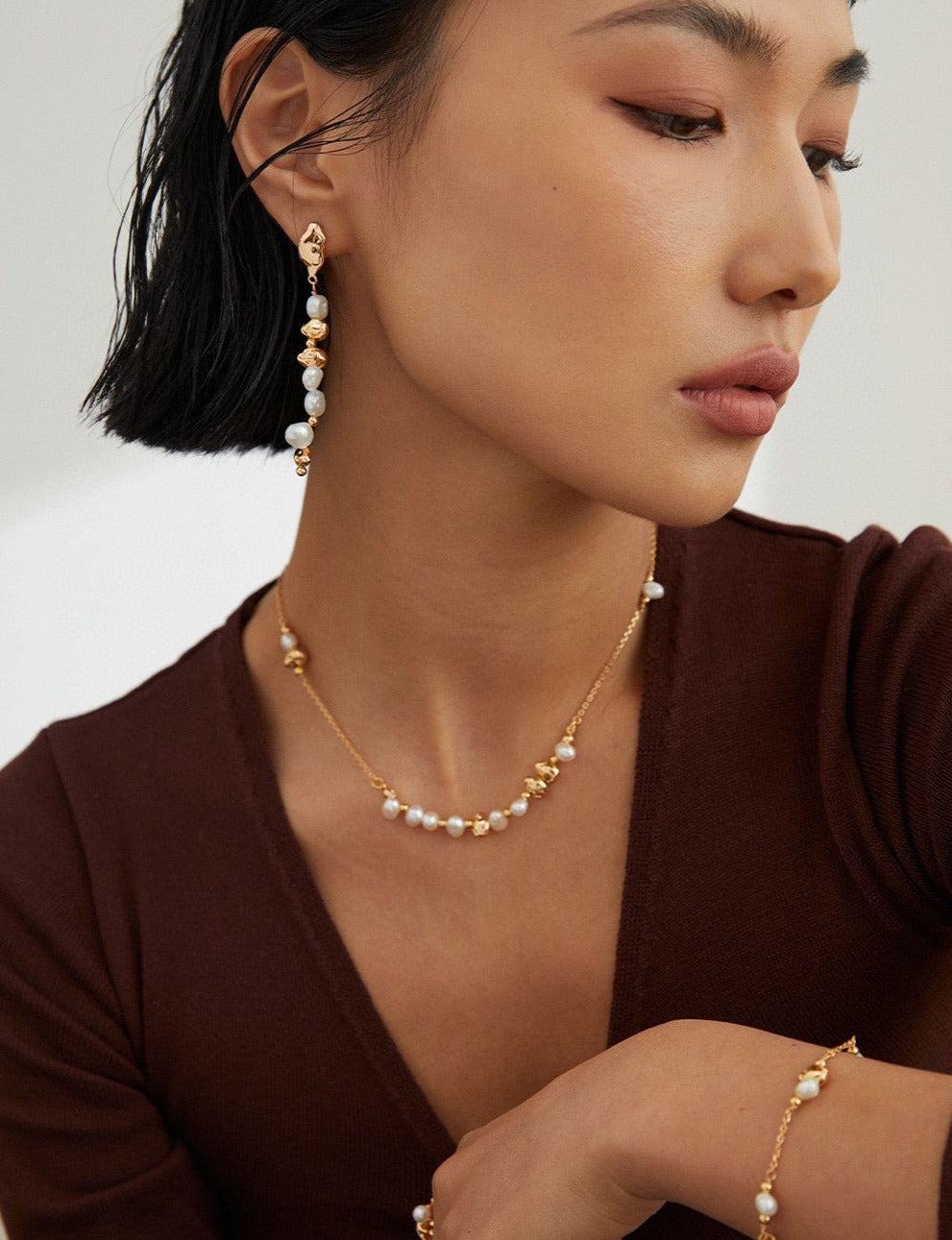 Pearl Silver Beads Choker