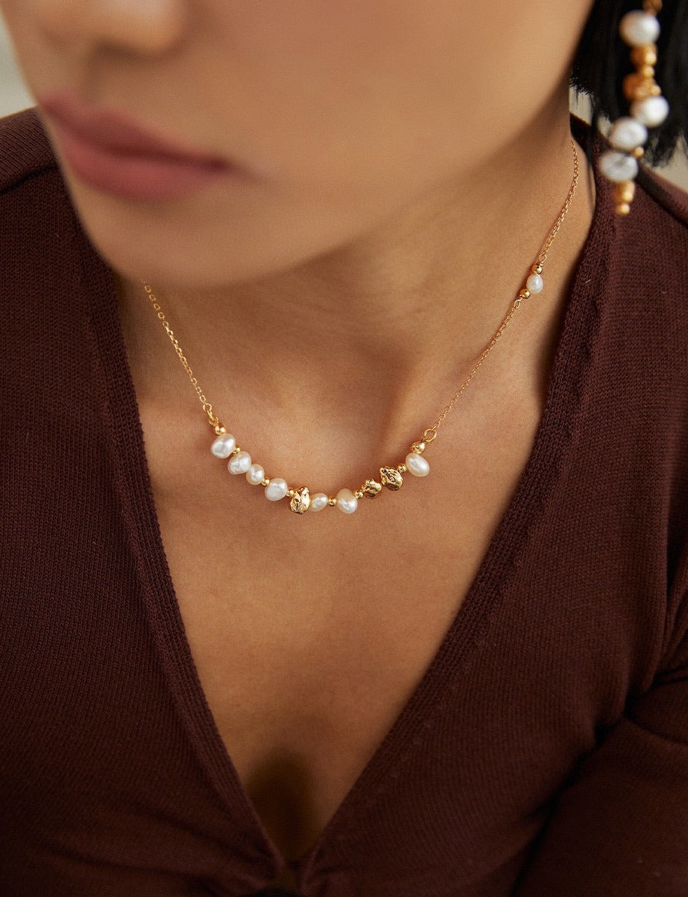 Pearl Silver Beads Choker