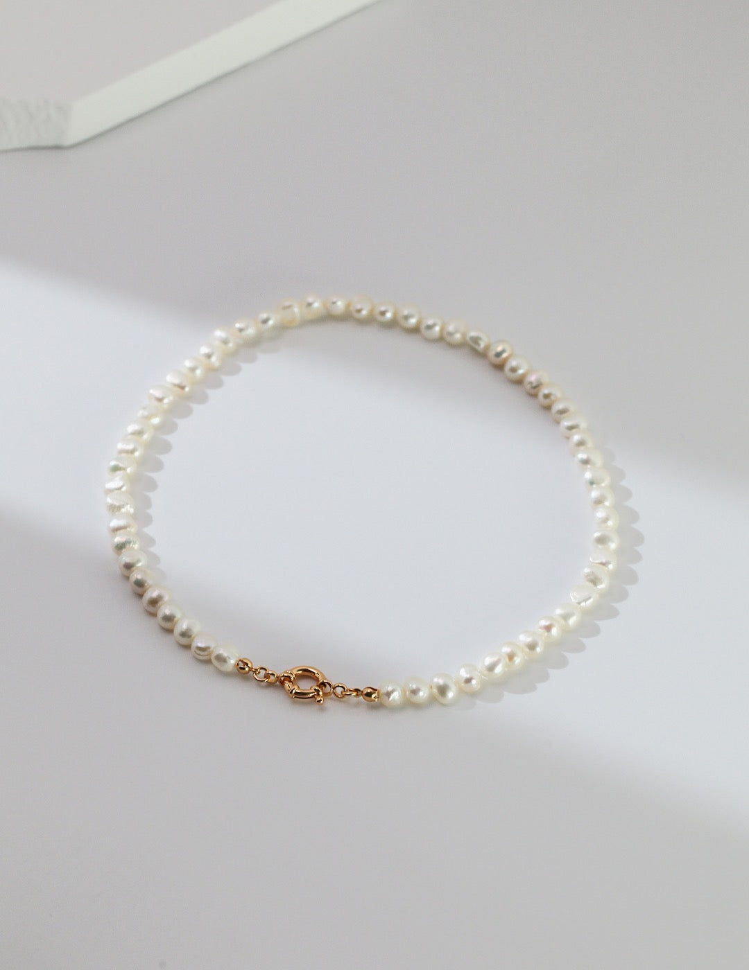 Irregular Baroque White Pearl Necklace