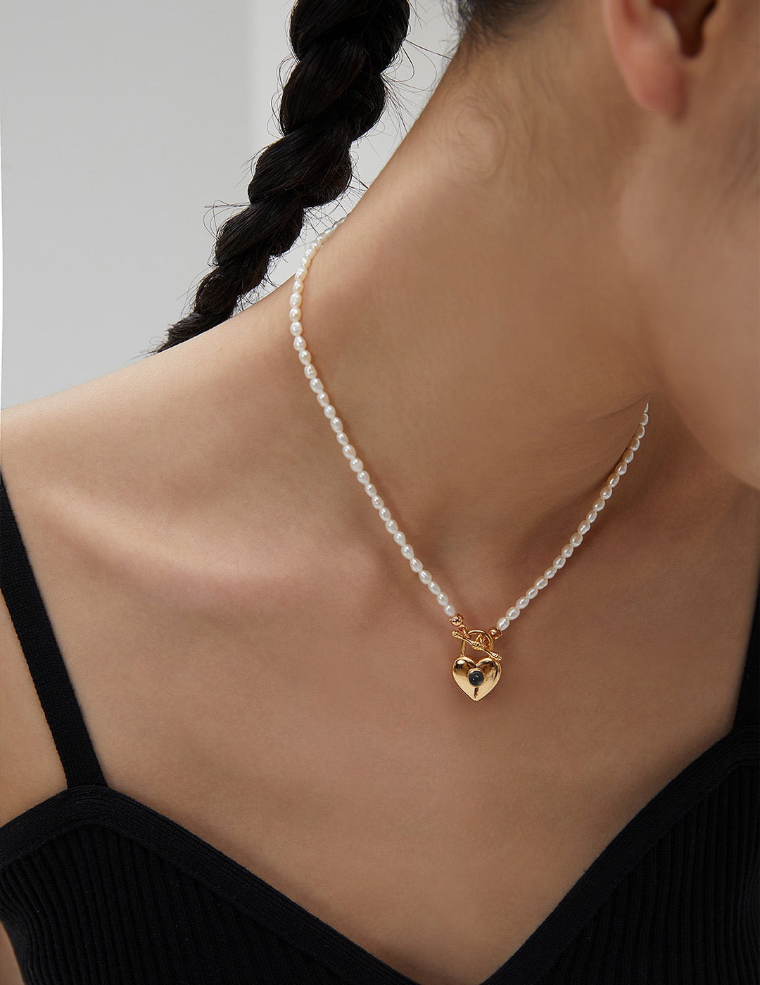 Pearl Heart In Gold Necklace