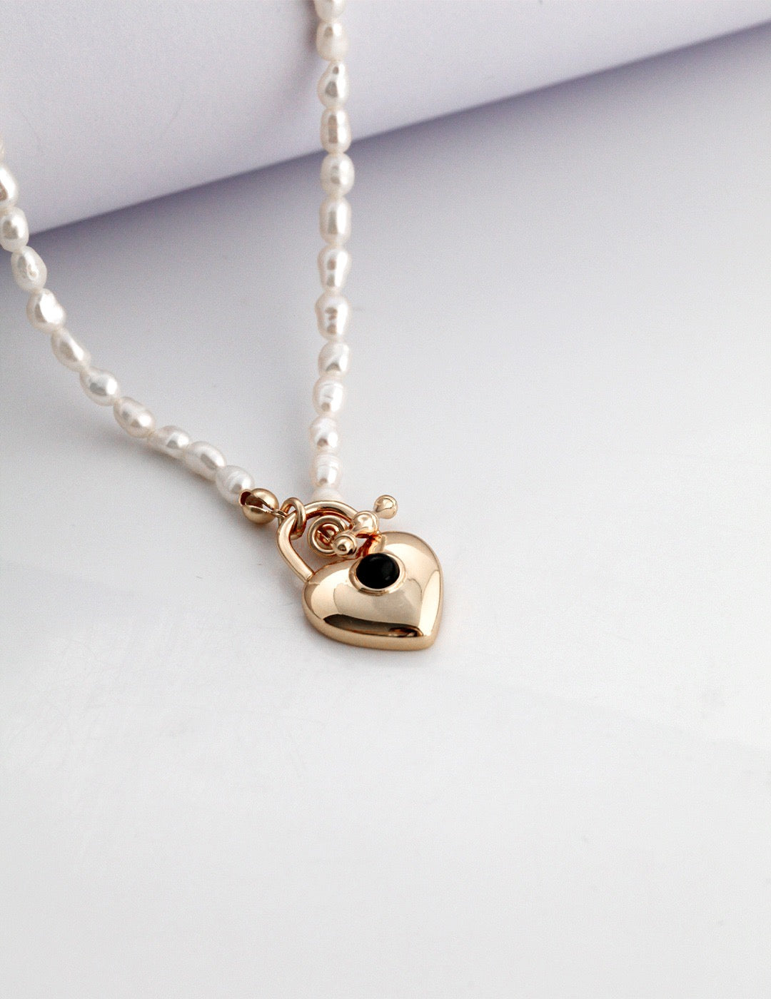 Pearl Heart In Gold Necklace