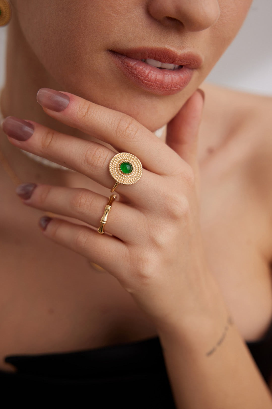 Green Chalcedony Vintage Ring